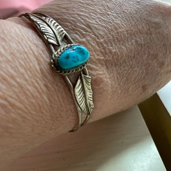 Percy Spenser Navajo Sterling turquoise bracelet Bangle - Picture 6 of 6